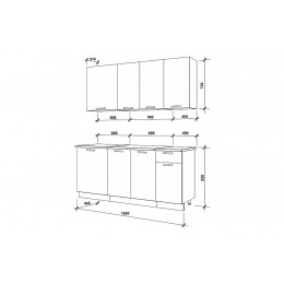 Кухонный гарнитур Лион 1,8 м 180х210х60 см, цвет корпус - белый, фасад - белый, дуб сонома, столешница - канадский дуб