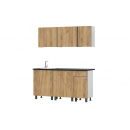 Кухонный гарнитур Стелла 180х214х60 см, цвет каркаса белый, фасада жемчужно-серый