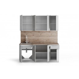 Кухонный гарнитур Стелла 180х214х60 см, цвет каркаса белый, фасада жемчужно-серый