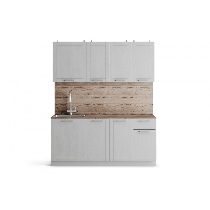 Кухонный гарнитур Стелла 180х214х60 см, цвет каркаса белый, фасада жемчужно-серый